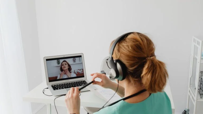 Woman Communicating On A Video Call